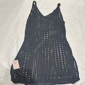 Elegant Charcoal Knit Swim Coverup